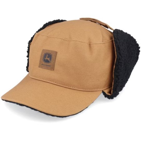 Cotton/Faux Fur Lining Hat Coyote Brown Earflap - John Deere