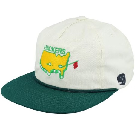 Hackers Golf Logo Rope Ivory/Green Snapback - Pins & Stripes