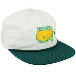 Hackers Golf Logo Rope Ivory/Green Snapback - Pins & Stripes