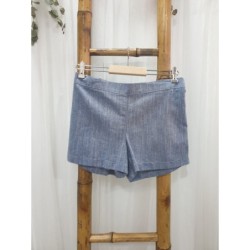 A Conjunto niña short rayas azul R240551