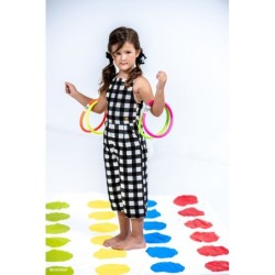 A Mono largo niña cuadros negro JV R180993