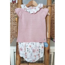Conjunto bebé / niña flores rosa dos piezas R091250
