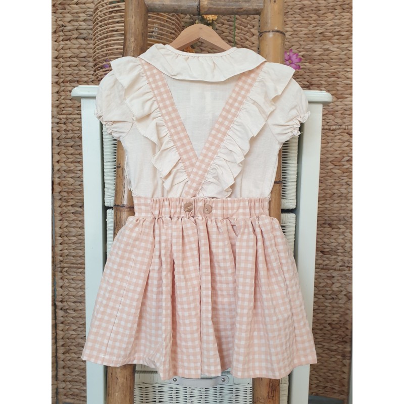 Conjunto niña Falda peto vichy colección Africa R240539