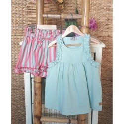 Conjunto niña rayas verde / coral JV R240541