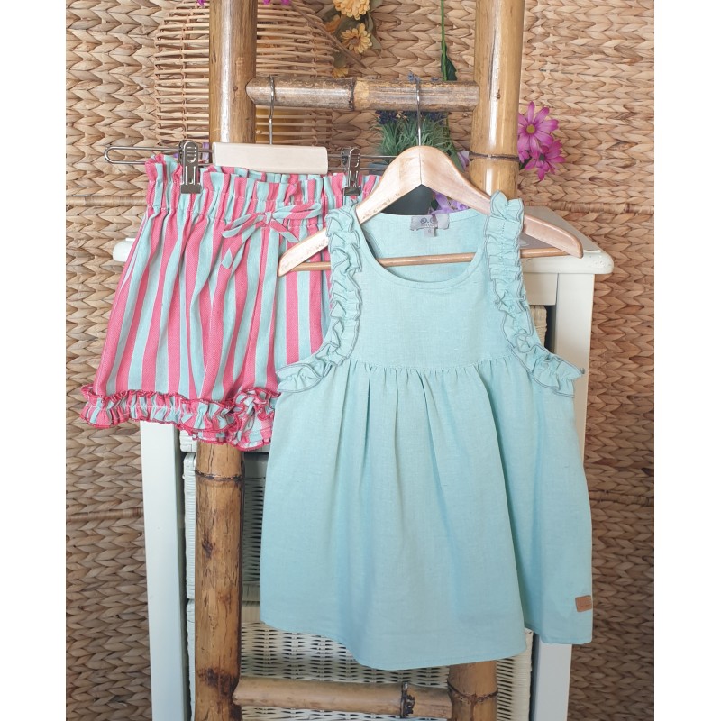 Conjunto niña rayas verde / coral JV R240541