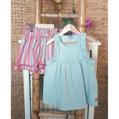 Conjunto niña rayas verde / coral JV R240541