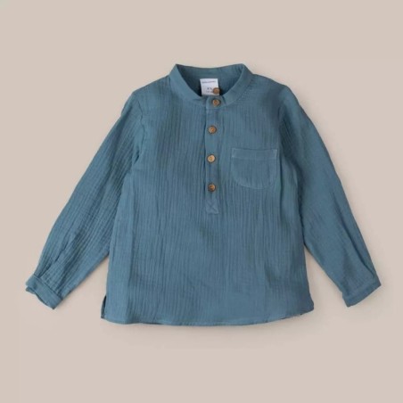 CAMISA MANGA LARGA BOBLE AZUL