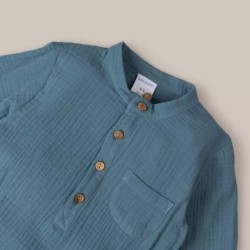 CAMISA MANGA LARGA BOBLE AZUL