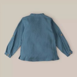 CAMISA MANGA LARGA BOBLE AZUL